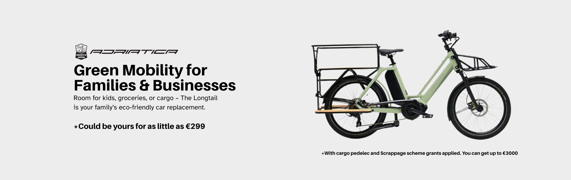 Adriatica Cargo Longtail electric bike in Malta – versatile family and cargo e-bike available from €299 with government grants at Wheel Wizard Malta.